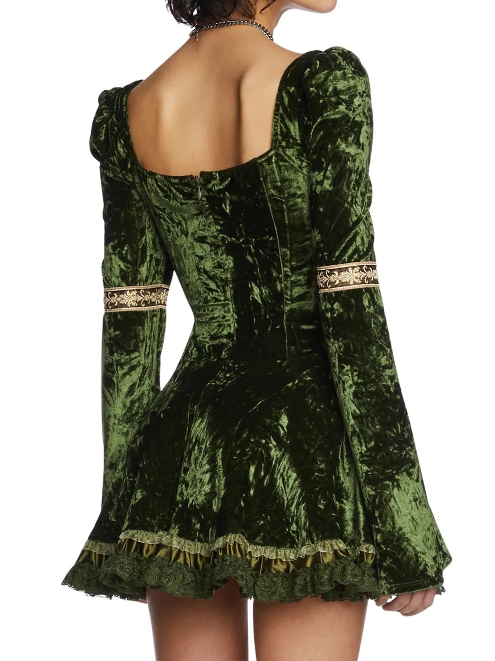 Current Mood Myths N Legends Green Velvet Mini Dress Forest Fairy, L (BNWT) - Picture 2 of 9